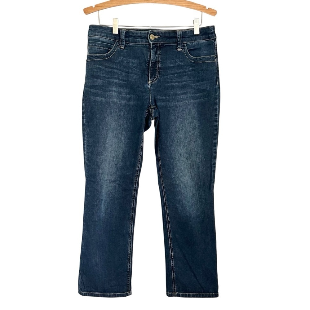 Chico's Mid Rise Dark Blue Straight Leg Cropped Jeans with C209